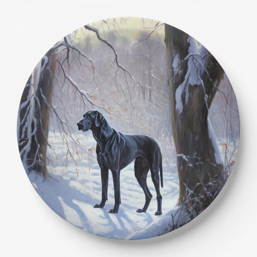 Grote Deen laat het sneeuwen Kerstmis Papieren Bordje (Voorkant)