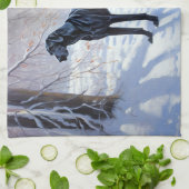 Grote Deen laat het sneeuwen Kerstmis Theedoek (Gevouwen)