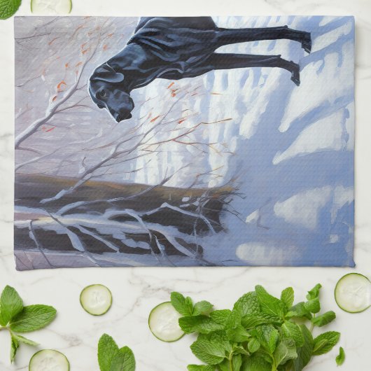 Grote Deen laat het sneeuwen Kerstmis Theedoek (Gevouwen)