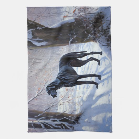 Grote Deen laat het sneeuwen Kerstmis Theedoek (Verticaal)