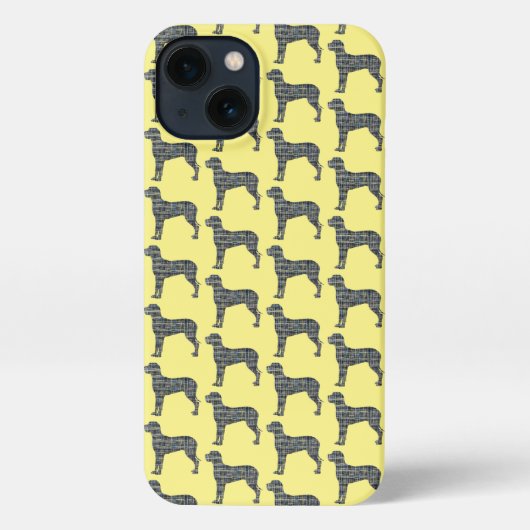 Grote Deen Leuke Hond Silhouet Grid Geel iPhone Hoesje (Achterkant)