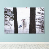 Grote Deen met een bal dit vakantieseizoen Canvas Afdruk (Insitu (Houten vloer))