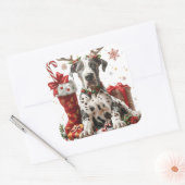 Grote Deen met rendiergewei en kous Vierkante Sticker (Envelop)