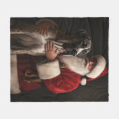 Grote Deen Met Sinterklaas Feestelijke Kerstmis Fleece Deken (Voorkant (Horizontaal))