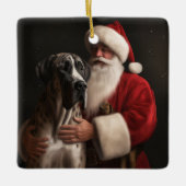 Grote Deen Met Sinterklaas Feestelijke Kerstmis Keramisch Ornament (Voorkant)