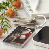 Grote Deen Met Sinterklaas Feestelijke Kerstmis Sleutelhanger (Voorkant Rechts)