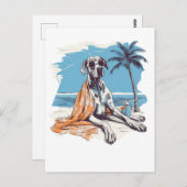 Grote deen met zonnebril op het strand briefkaart (Voorkant / Achterkant)