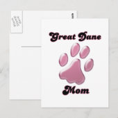 Grote Deen Moeder Roze Pawprint Briefkaart (Voorkant / Achterkant)