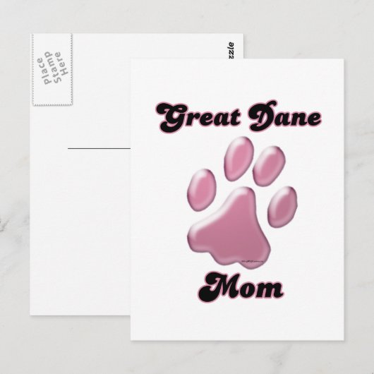 Grote Deen Moeder Roze Pawprint Briefkaart (Voorkant / Achterkant)