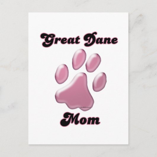 Grote Deen Moeder Roze Pawprint Briefkaart (Voorkant)