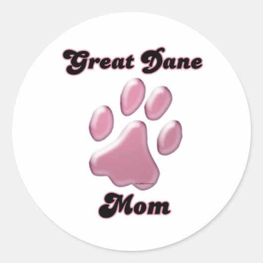 Grote Deen Moeder Roze Pawprint - Sticker (Voorkant)