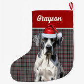 Grote Deen Naam Hond Grijs Rood Geplaagd Gepersona Grote Kerstsok (Achterkant)