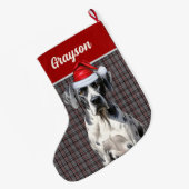 Grote Deen Naam Hond Grijs Rood Geplaagd Gepersona Grote Kerstsok (Achterkant (Hangend))