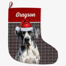 Grote Deen Naam Hond Grijs Rood Geplaagd Gepersona Kerstsok