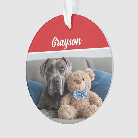 Grote Deen Naam Hond Vakantiefoto Kerstmis Ornament (voorkant)
