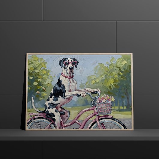 Grote Deen op een fietsmuur Art Poster Print