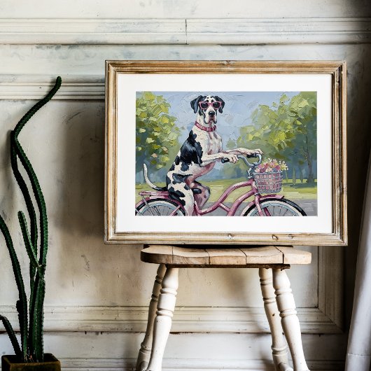 Grote Deen op een fietsmuur Art Poster Print