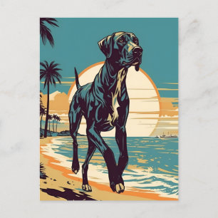 Grote Deen op een tropisch strand tijdens zonsonde Briefkaart