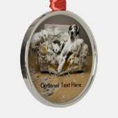 Grote Deen Op Kauwbank Pet Sitter Metalen Ornament (Rechts)