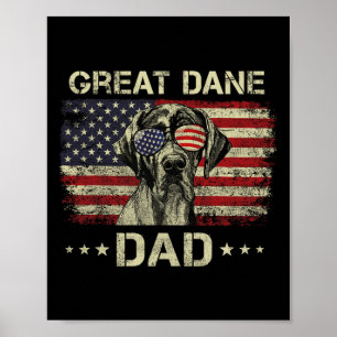 Grote Deen Papa Hondenliefhebbers Amerikaanse vlag Poster