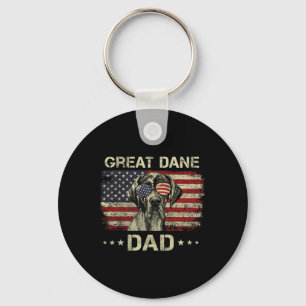 Grote Deen Papa Hondenliefhebbers Amerikaanse vlag Sleutelhanger