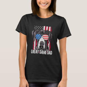 Grote Deen Papa Vader Dag Amerikaanse Vlag Hond 4t T-shirt
