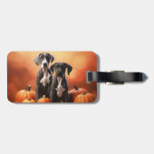 Grote Deen Puppy Herfst Delight Pompoen Bagagelabel (Achterkant horizontaal)