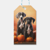 Grote Deen Puppy Herfst Delight Pompoen Cadeaulabel (Voorkant)