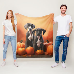 Grote Deen Puppy Herfst Delight Pompoen Fleece Deken