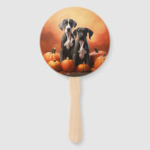 Grote Deen Puppy Herfst Delight Pompoen Handwaaier (Voorkant)