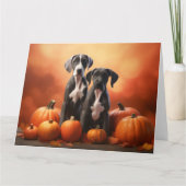 Grote Deen Puppy Herfst Delight Pompoen Kaart (Voorkant)