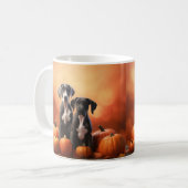 Grote Deen Puppy Herfst Delight Pompoen Koffiemok (Voorkant links)