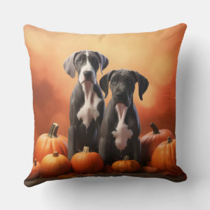 Grote Deen Puppy Herfst Delight Pompoen Kussen
