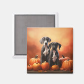 Grote Deen Puppy Herfst Delight Pompoen Magneet (Voorkant / Achterkant)