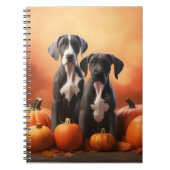 Grote Deen Puppy Herfst Delight Pompoen Notitieboek (Voorkant)