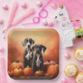 Grote Deen Puppy Herfst Delight Pompoen Papieren Bordje (Feest)