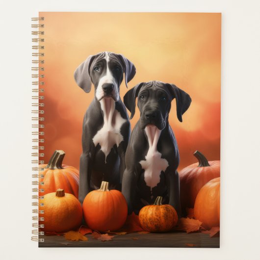 Grote Deen Puppy Herfst Delight Pompoen Planner (Voorkant)