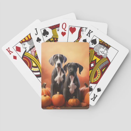 Grote Deen Puppy Herfst Delight Pompoen Pokerkaarten (Achterkant)