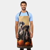 Grote Deen Puppy Herfst Delight Pompoen Schort (Gedragen)