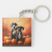 Grote Deen Puppy Herfst Delight Pompoen Sleutelhanger (Achterkant)