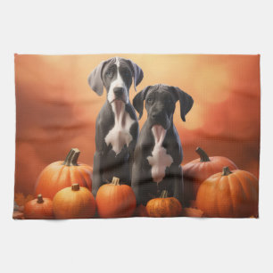 Grote Deen Puppy Herfst Delight Pompoen Theedoek