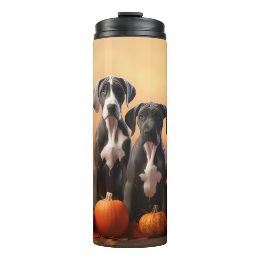 Grote Deen Puppy Herfst Delight Pompoen Thermosbeker (Voorkant)