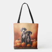 Grote Deen Puppy Herfst Delight Pompoen Tote Bag (Achterkant)