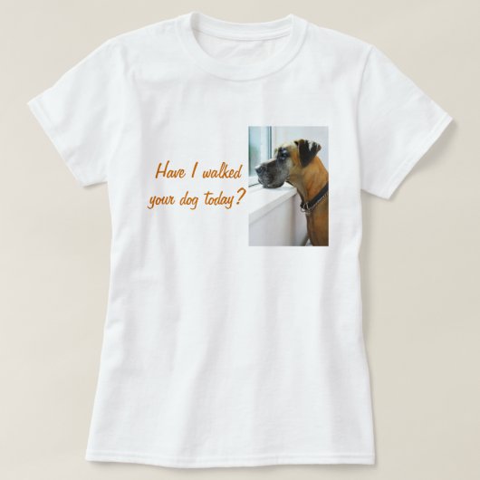 Grote Deen Sadly Looking Out Window voor Dog Walke T-shirt (Design voorkant)