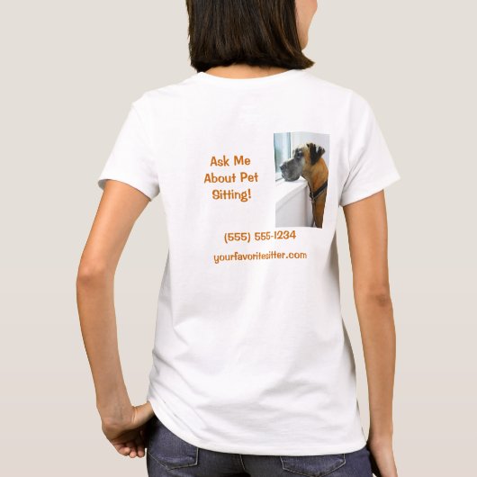 Grote Deen Sadly Looking Out Window voor Dog Walke T-shirt (Achterkant)