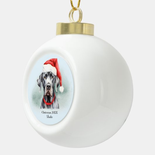 Grote Deen Santa Hat gepersonaliseerd Keramische Bal Ornament (Rechts)