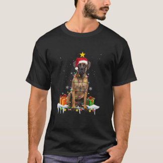 Grote Deen Santa Kerstboom Lichten Kerstmis Hond B T-shirt