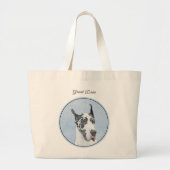 Grote Deen Schilderij Harlequin Originele Pet Dog Grote Tote Bag (Voorkant)