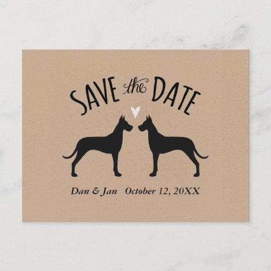Grote Deen Silhouetten Bruiloft Save the Date Aankondigingskaart (Voorkant)