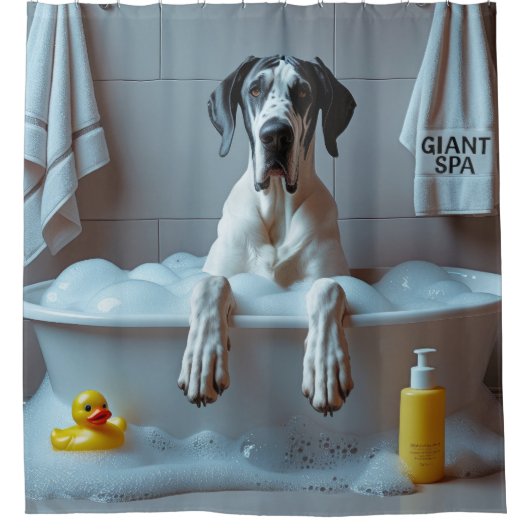 Grote Deen Sloppy Sleepy Schattige Funny Douchegordijn (Voorkant)